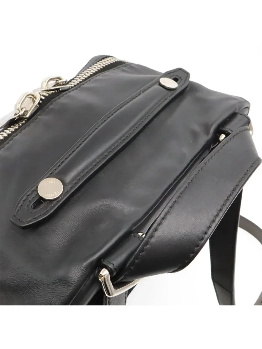 Fendi Backpack Leather Black Silver